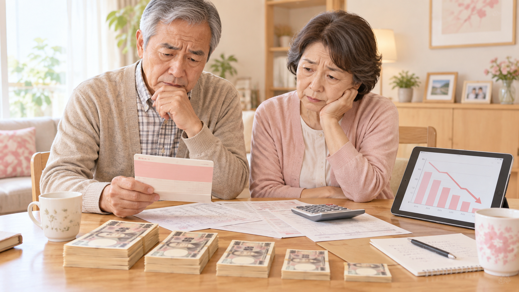 定年前から夫婦で老後の家計を計画する様子