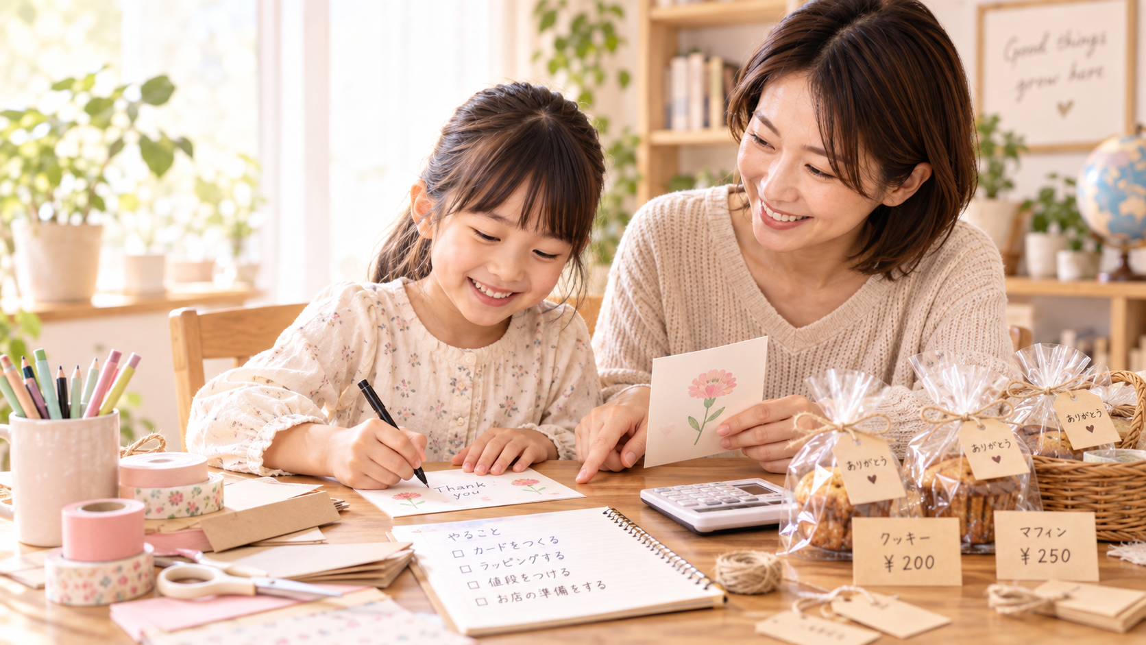 親子で働くことや価値を生み出すことを学ぶ様子