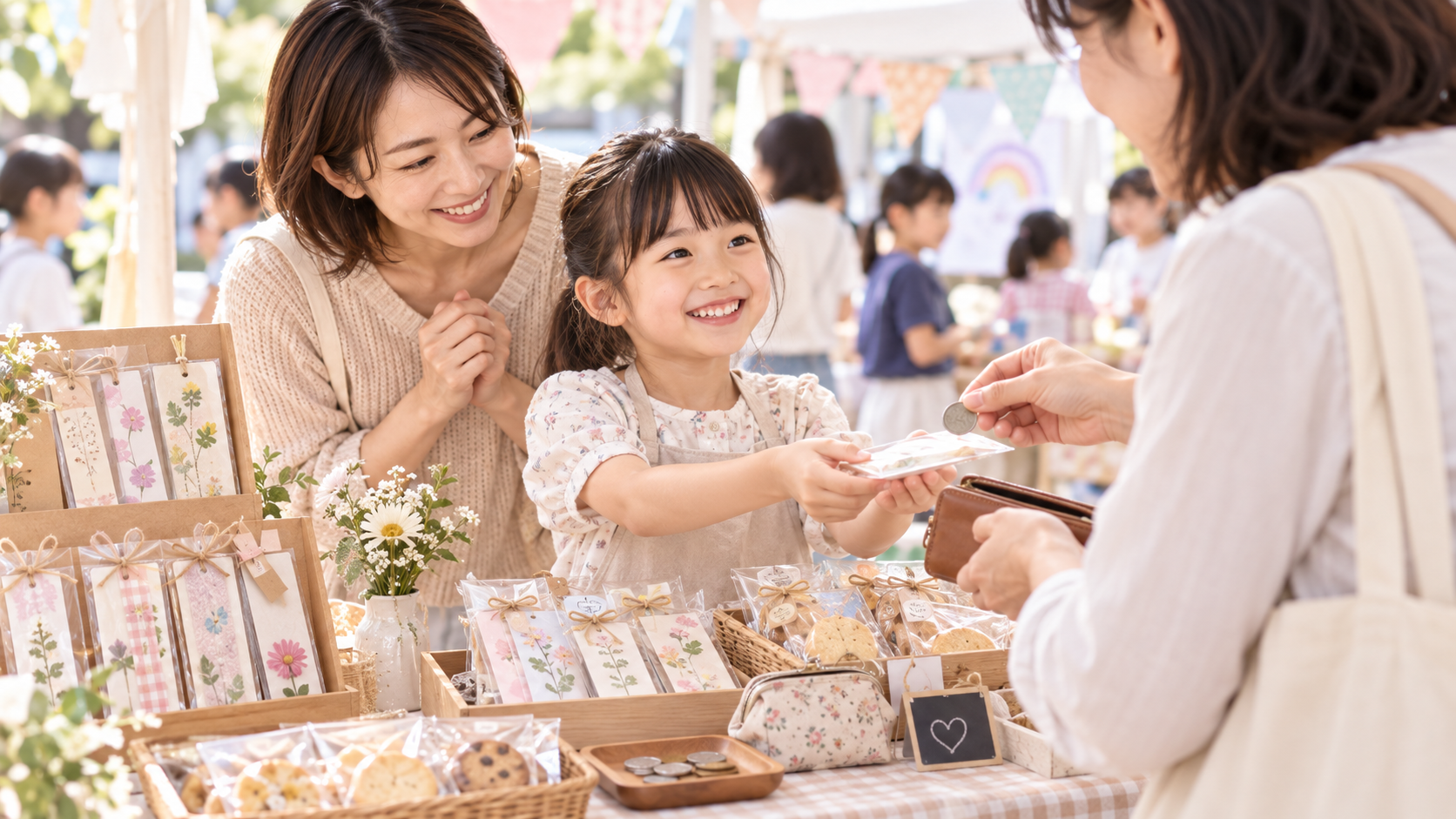子どもが自分で作ったものを販売して対価を受け取る体験